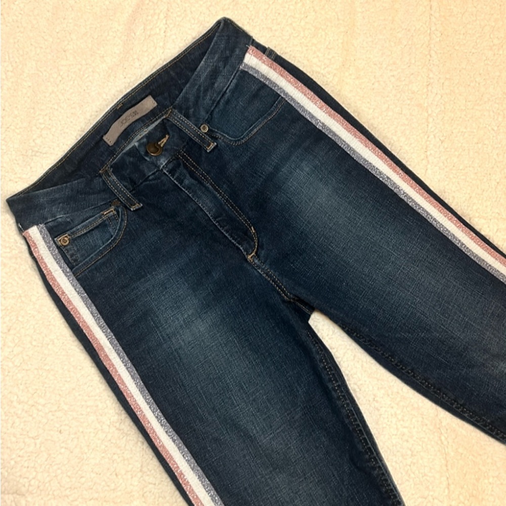 Joe’s Jeans HI (rise) Honey Curvy Skinny Ankle Jeans Pink Side Stripe